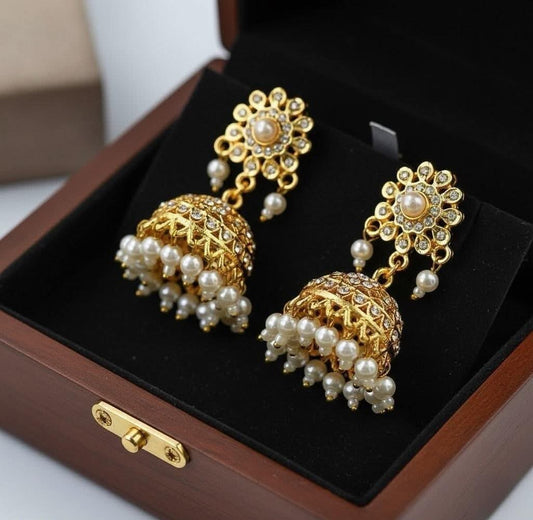 Glamorous Pearl Chandbali Earrings