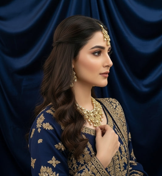 Timeless Elegance: Mughal-Inspired Gold Necklace & Earring Set
