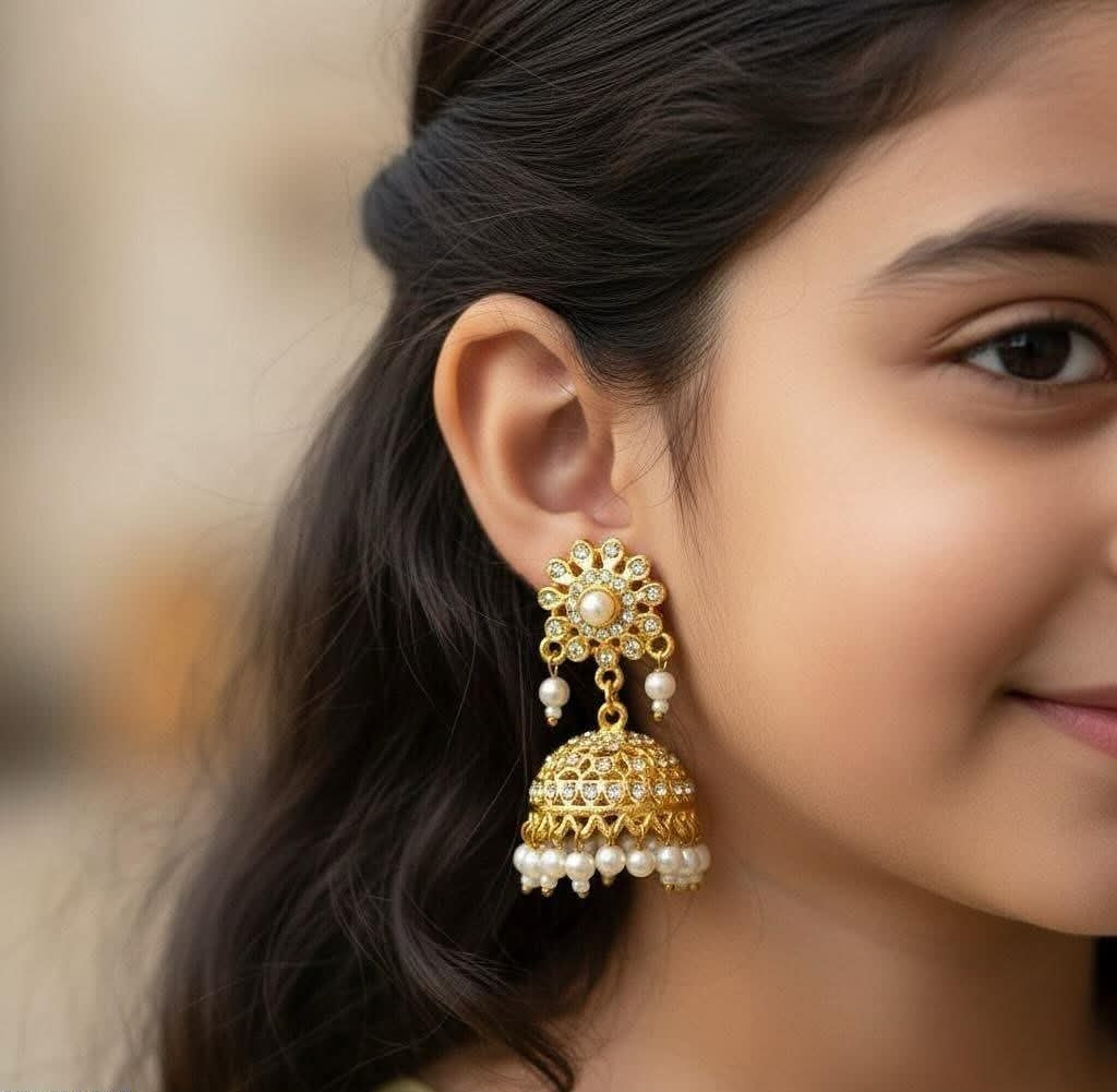 Glamorous Pearl Chandbali Earrings