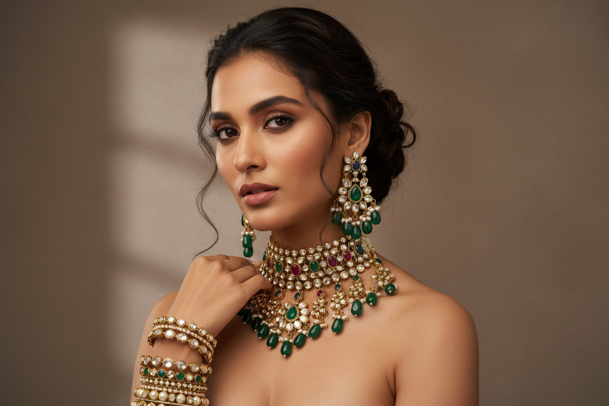 a south asain model in artifical jweelry