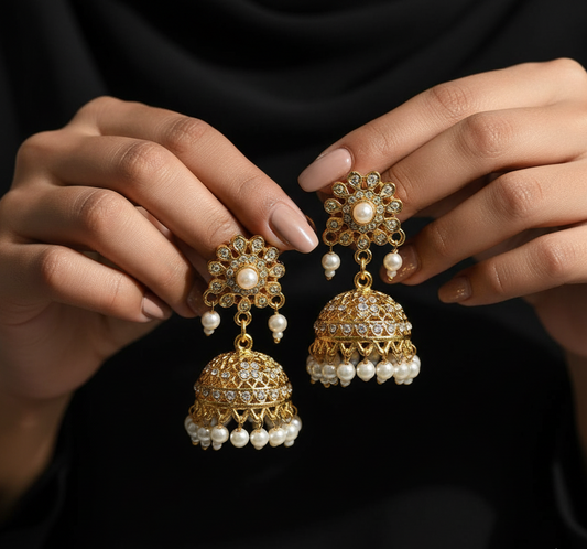 Glamorous Pearl Chandbali Earrings