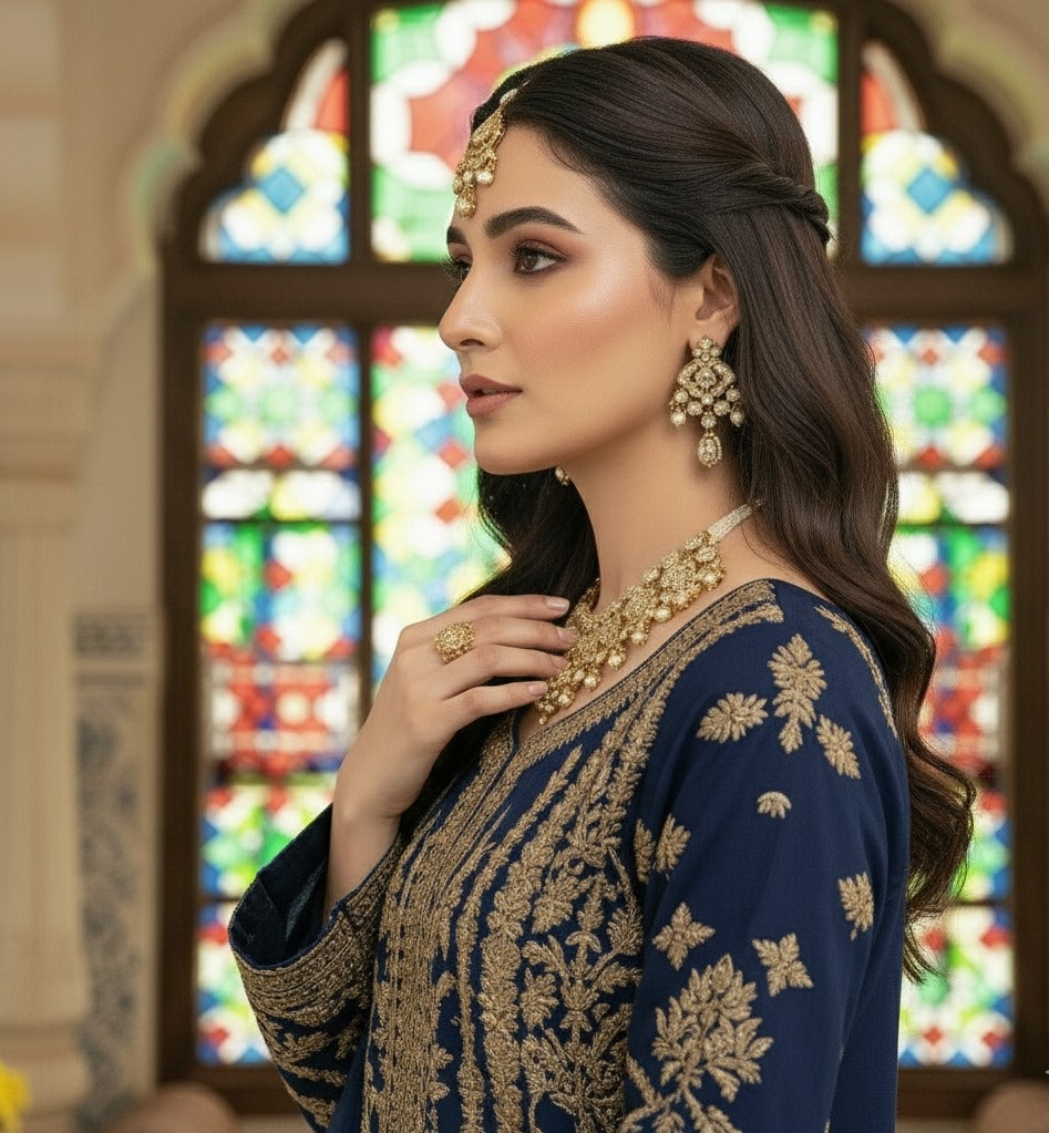 Timeless Elegance: Mughal-Inspired Gold Necklace & Earring Set
